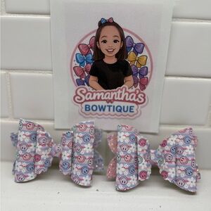 Pastel Smile Hair Bows - Pink & Blue
